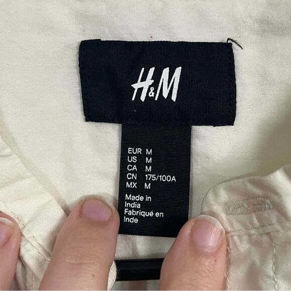 H&M x The Weekend Collaboration Long Sleeved Cream Button Down Shirt Size Medium - Picture 5 of 5